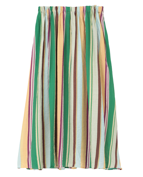 【マルチストライプギャザーフレアスカート】 詳細画像 グリーン 12