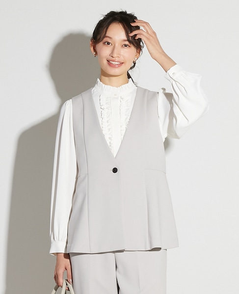 【noir】ダブルクロスペプラムベスト（セットアップ可） 詳細画像 ライトグレー 1