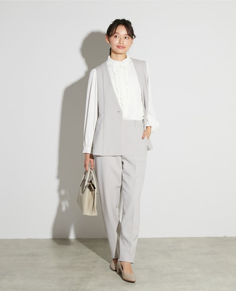 【noir】ダブルクロスペプラムベスト（セットアップ可） 詳細画像 ライトグレー 10