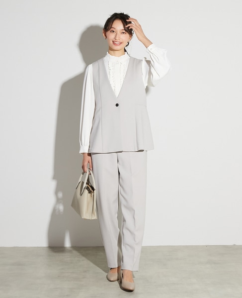 【noir】ダブルクロスペプラムベスト（セットアップ可） 詳細画像 ライトグレー 2