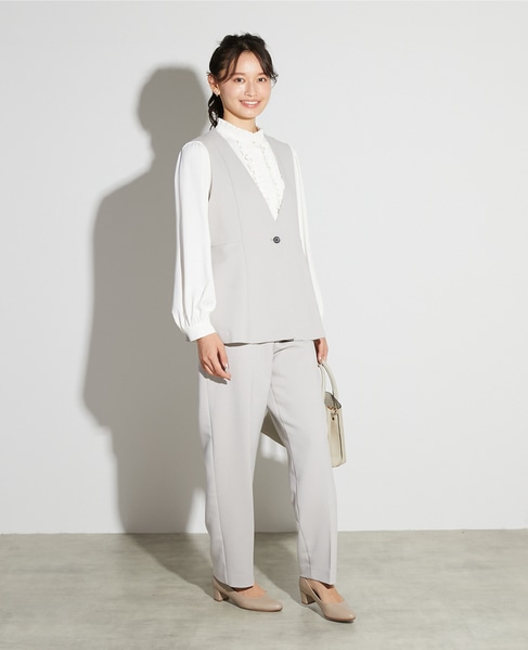 【noir】ダブルクロスペプラムベスト（セットアップ可） 詳細画像 ライトグレー 7