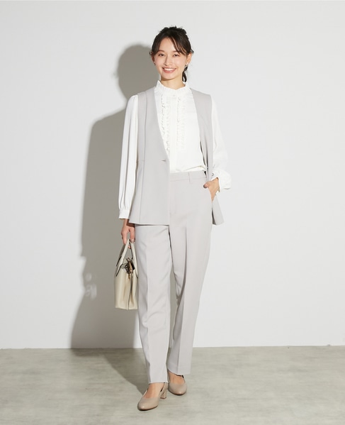 【noir】ダブルクロスペプラムベスト（セットアップ可） 詳細画像 ライトグレー 8