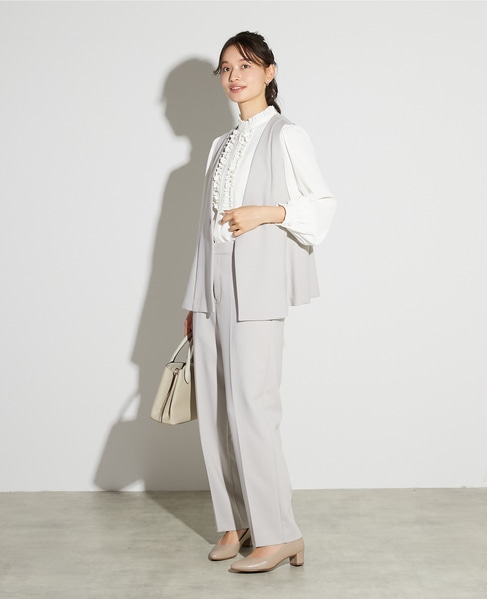 【noir】ダブルクロスペプラムベスト（セットアップ可） 詳細画像 ライトグレー 9