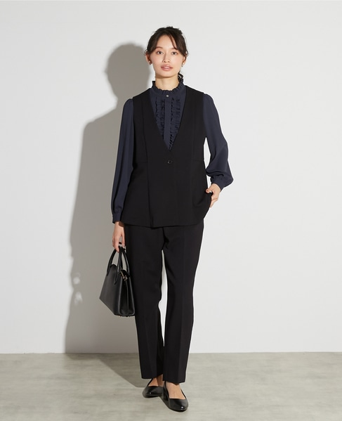 【noir】ダブルクロスペプラムベスト（セットアップ可） 詳細画像 ブラック 2