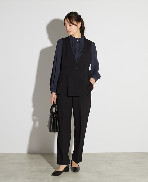 【noir】ダブルクロスペプラムベスト（セットアップ可） 詳細画像 ブラック 3