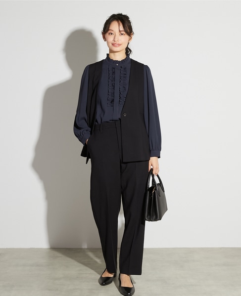 【noir】ダブルクロスペプラムベスト（セットアップ可） 詳細画像 ブラック 9