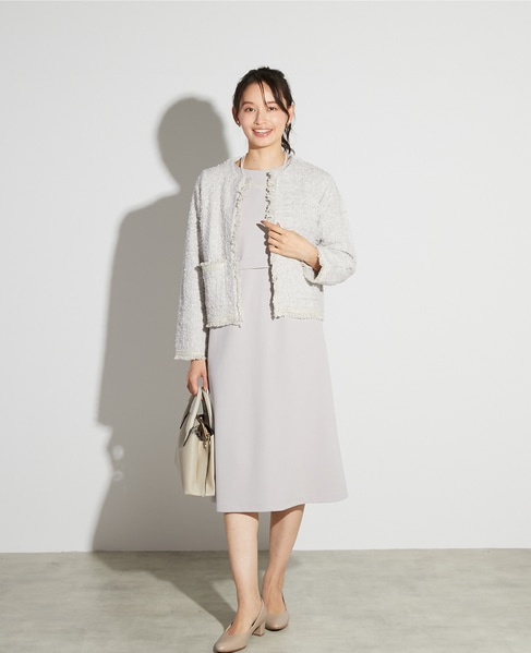 【noir】ツィードニットカーディガン 詳細画像 ライトグレー 13