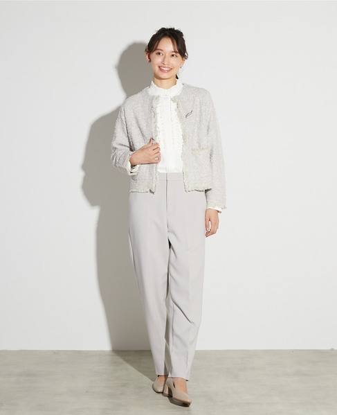 【noir】ツィードニットカーディガン 詳細画像 ライトグレー 2