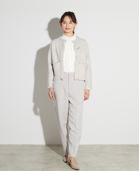 【noir】ツィードニットカーディガン 詳細画像 ライトグレー 3