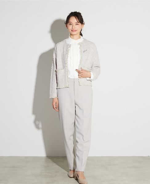 【noir】ツィードニットカーディガン 詳細画像 ライトグレー 9