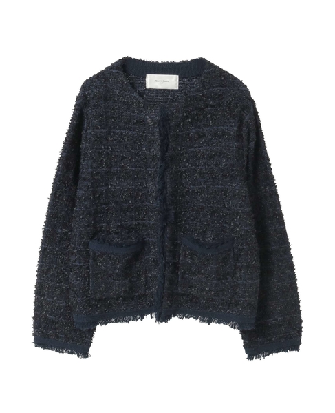 【noir】ツィードニットカーディガン 詳細画像 ネイビー 10