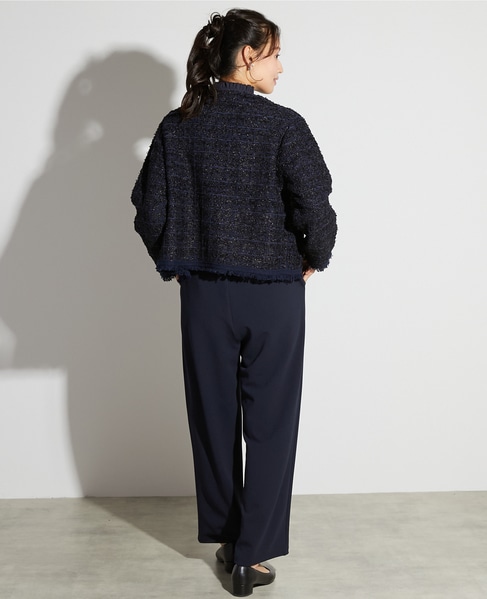 【noir】ツィードニットカーディガン 詳細画像 ネイビー 5