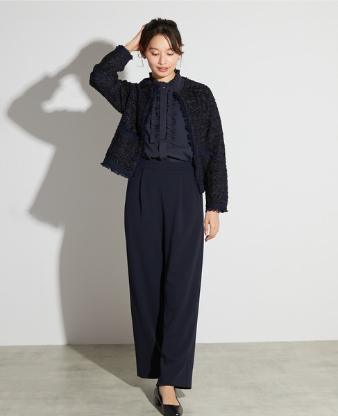 【noir】ツィードニットカーディガン 詳細画像 ネイビー 8