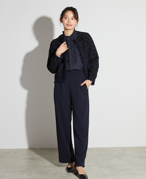 【noir】ツィードニットカーディガン 詳細画像 ネイビー 9