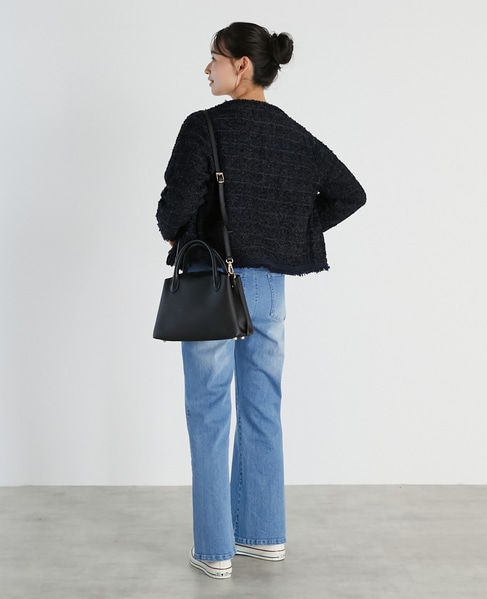 【noir】ツィードニットカーディガン 詳細画像 ブラック 15