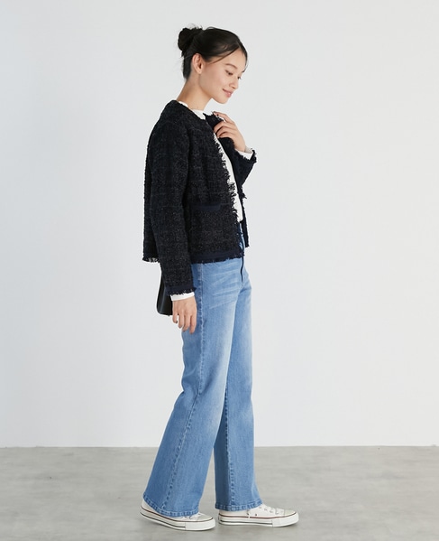 【noir】ツィードニットカーディガン 詳細画像 ブラック 16