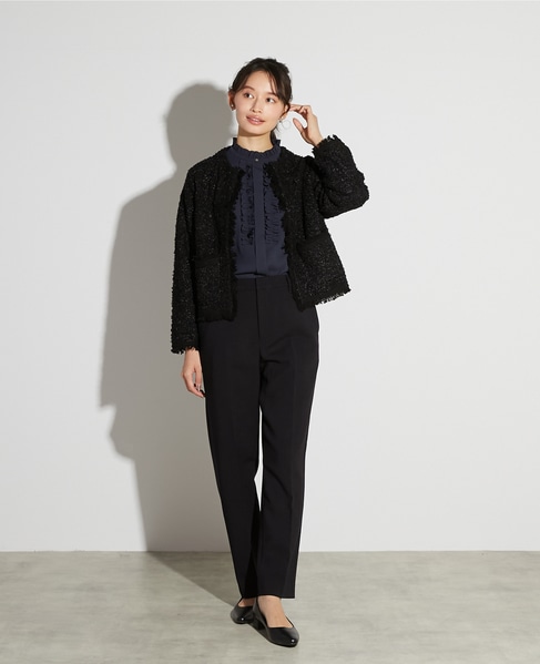 【noir】ツィードニットカーディガン 詳細画像 ブラック 2