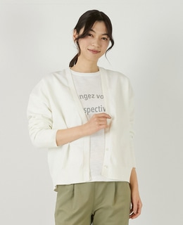 【超軽量天竺前立て2重デザインVカーディガン】