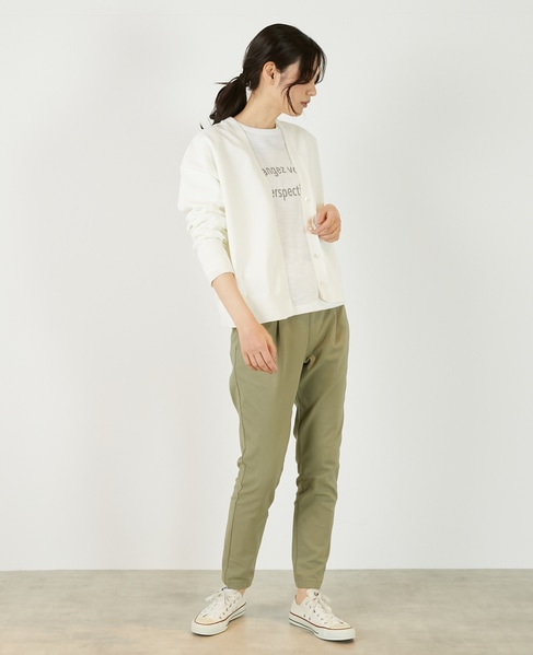 【超軽量天竺前立て2重デザインVカーディガン】 詳細画像 オフホワイト 6