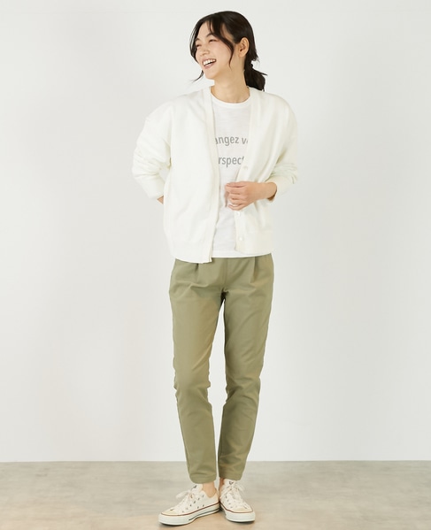 【超軽量天竺前立て2重デザインVカーディガン】 詳細画像 オフホワイト 8