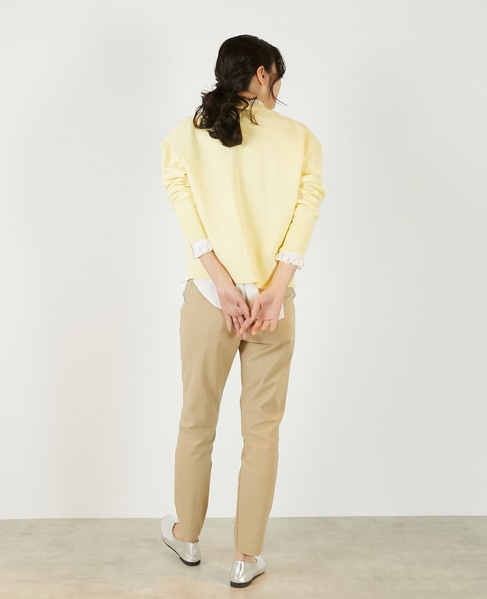 【超軽量天竺前立て2重デザインVカーディガン】 詳細画像 ライトイエロー 5