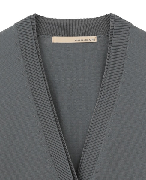 【超軽量天竺前立て2重デザインVカーディガン】 詳細画像 グレー 12