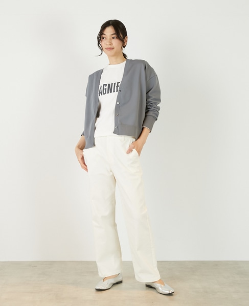 【超軽量天竺前立て2重デザインVカーディガン】 詳細画像 グレー 3