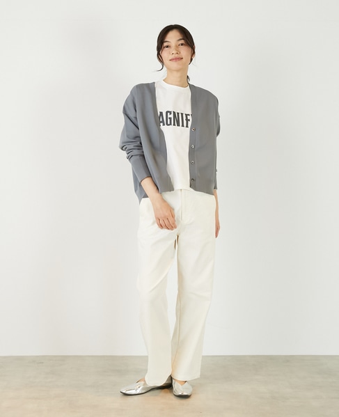 【超軽量天竺前立て2重デザインVカーディガン】 詳細画像 グレー 8