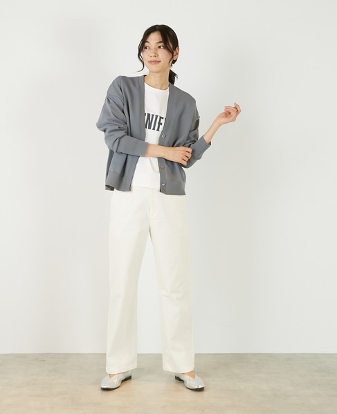 【超軽量天竺前立て2重デザインVカーディガン】 詳細画像 グレー 9