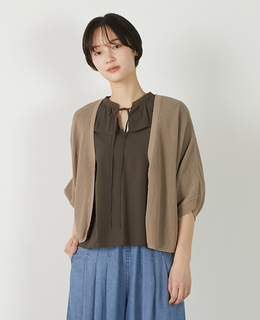 【メッシュ地柄コットンドルマンカーディガン】