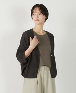 【メッシュ地柄コットンドルマンカーディガン】