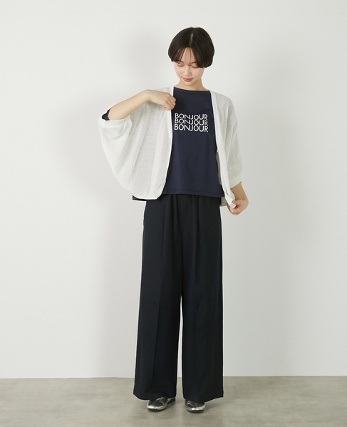 【メッシュ地柄コットンドルマンカーディガン】 詳細画像 オフホワイト 10