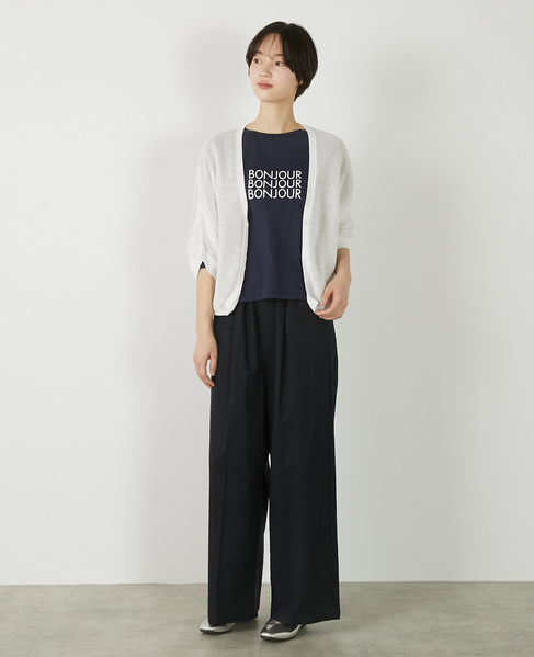 【メッシュ地柄コットンドルマンカーディガン】 詳細画像 オフホワイト 2