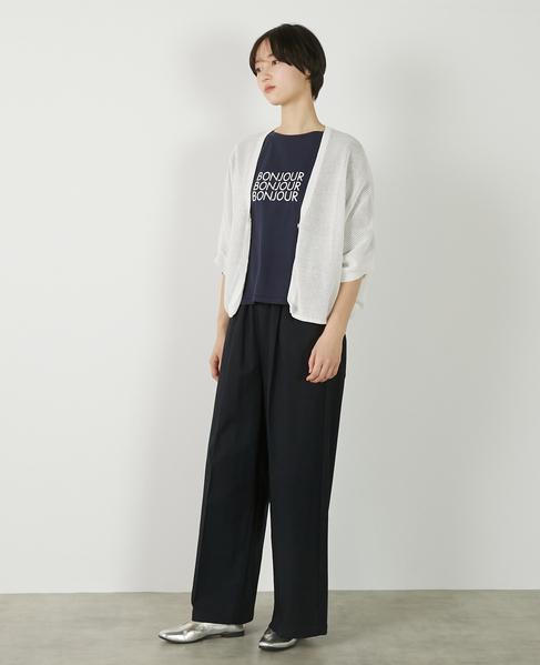 【メッシュ地柄コットンドルマンカーディガン】 詳細画像 オフホワイト 3