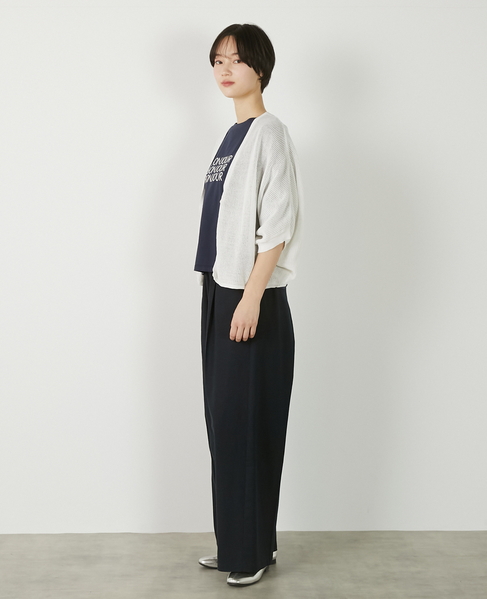 【メッシュ地柄コットンドルマンカーディガン】 詳細画像 オフホワイト 4