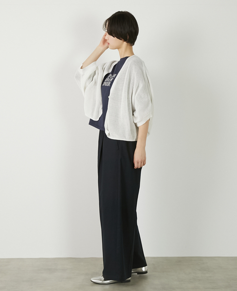 【メッシュ地柄コットンドルマンカーディガン】 詳細画像 オフホワイト 5