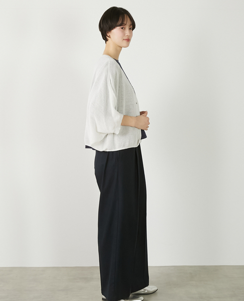 【メッシュ地柄コットンドルマンカーディガン】 詳細画像 オフホワイト 8