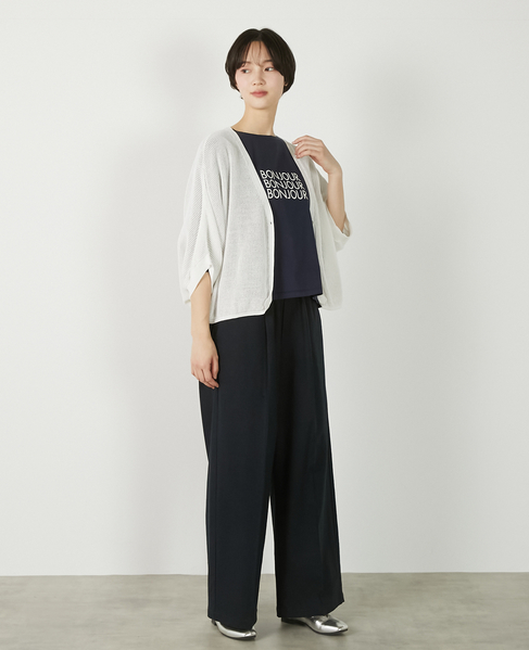 【メッシュ地柄コットンドルマンカーディガン】 詳細画像 オフホワイト 9