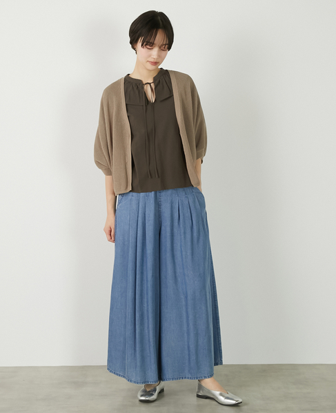 【メッシュ地柄コットンドルマンカーディガン】 詳細画像 ベージュ 11