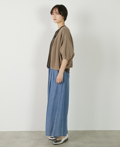 【メッシュ地柄コットンドルマンカーディガン】 詳細画像 ベージュ 3