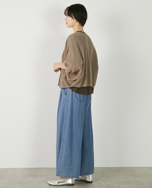 【メッシュ地柄コットンドルマンカーディガン】 詳細画像 ベージュ 5