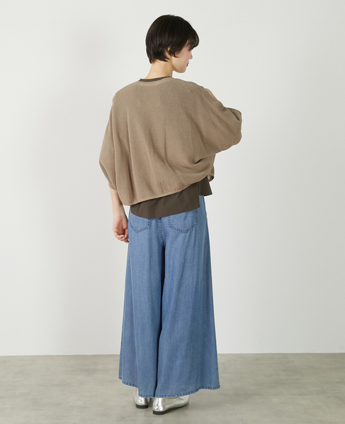 【メッシュ地柄コットンドルマンカーディガン】 詳細画像 ベージュ 8