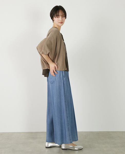 【メッシュ地柄コットンドルマンカーディガン】 詳細画像 ベージュ 9