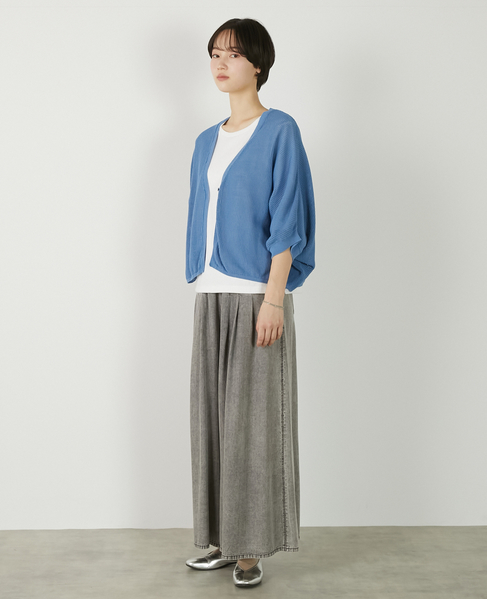 【メッシュ地柄コットンドルマンカーディガン】 詳細画像 ブルー 3