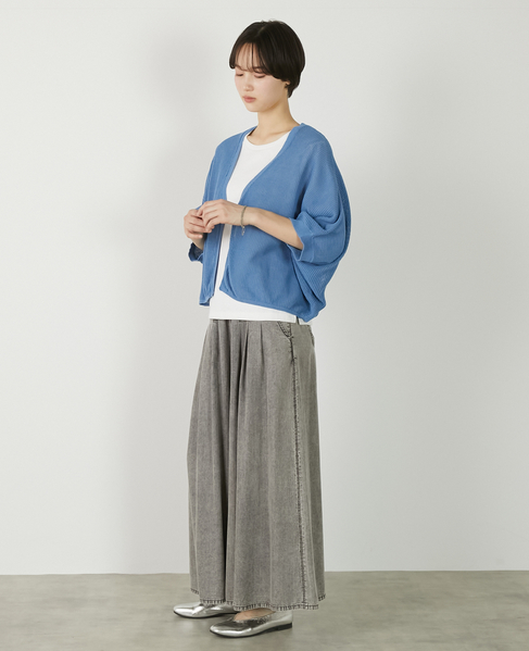 【メッシュ地柄コットンドルマンカーディガン】 詳細画像 ブルー 4