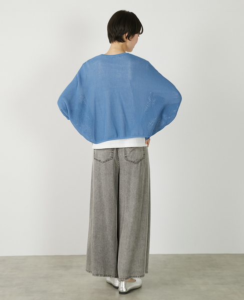 【メッシュ地柄コットンドルマンカーディガン】 詳細画像 ブルー 7