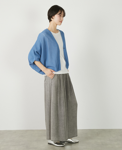 【メッシュ地柄コットンドルマンカーディガン】 詳細画像 ブルー 9