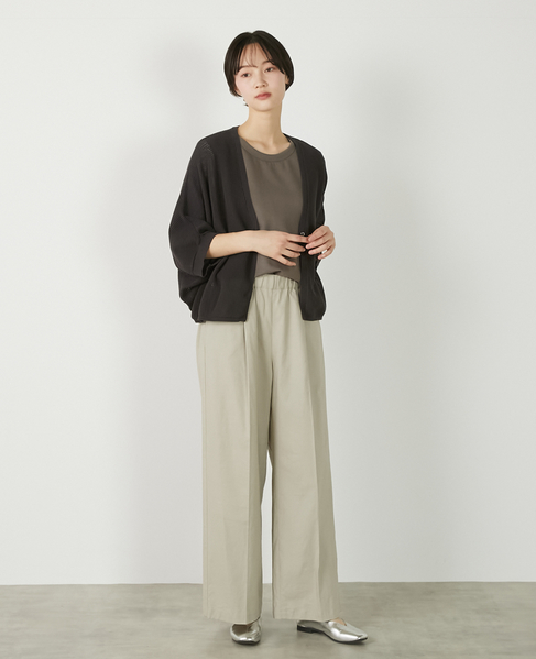 【メッシュ地柄コットンドルマンカーディガン】 詳細画像 チャコールグレー 11