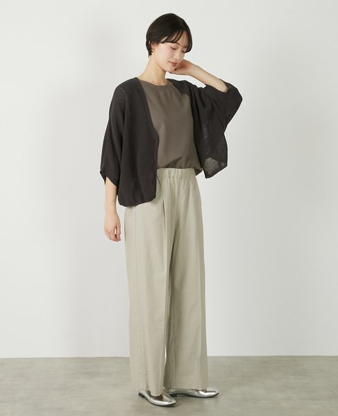 【メッシュ地柄コットンドルマンカーディガン】 詳細画像 チャコールグレー 12