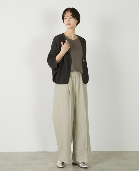 【メッシュ地柄コットンドルマンカーディガン】 詳細画像 チャコールグレー 2